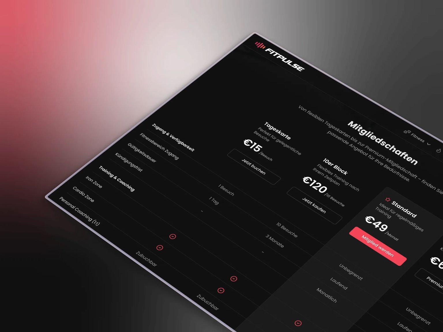 FitPulse membership comparison table