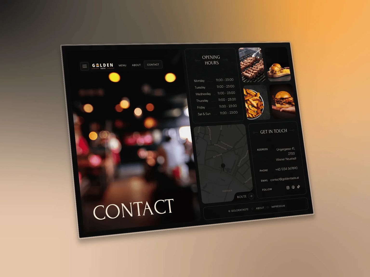 Golden Taste homepage design