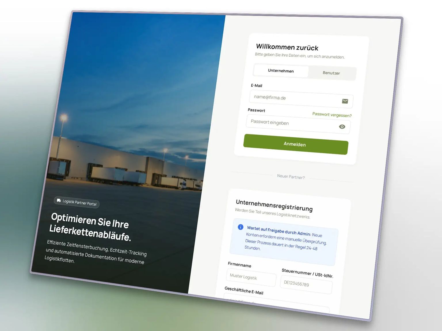 Mobile view – booking & login