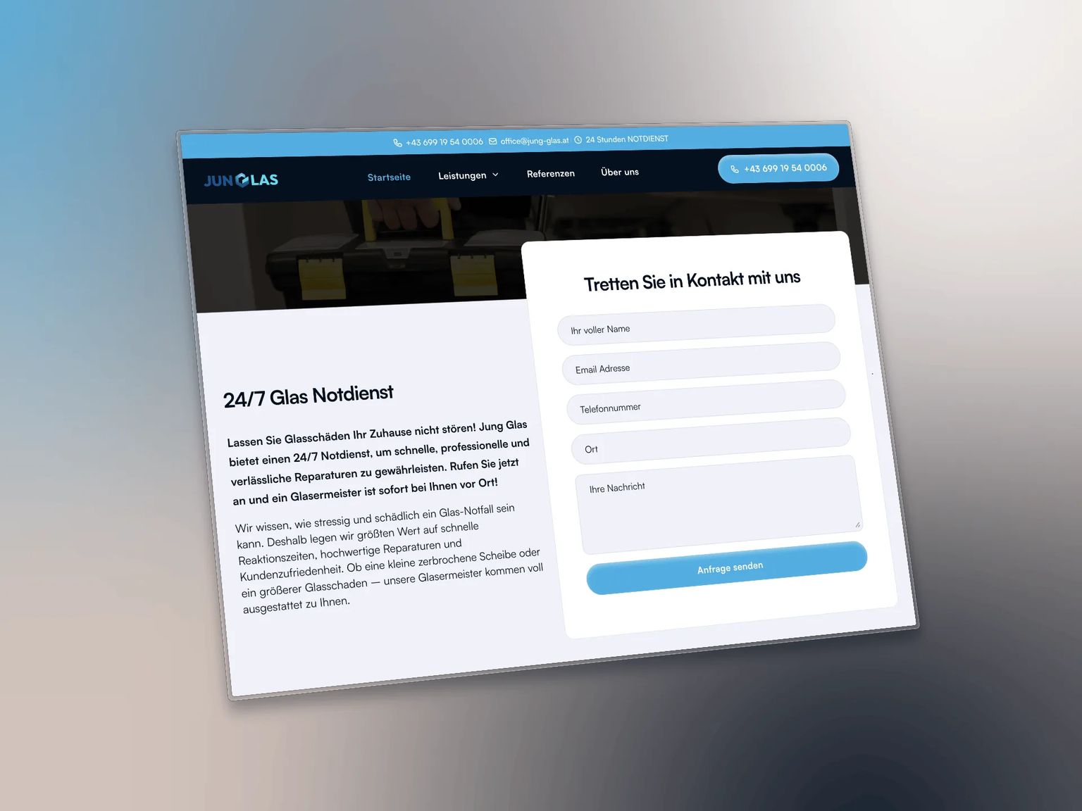 Jung Glas homepage design