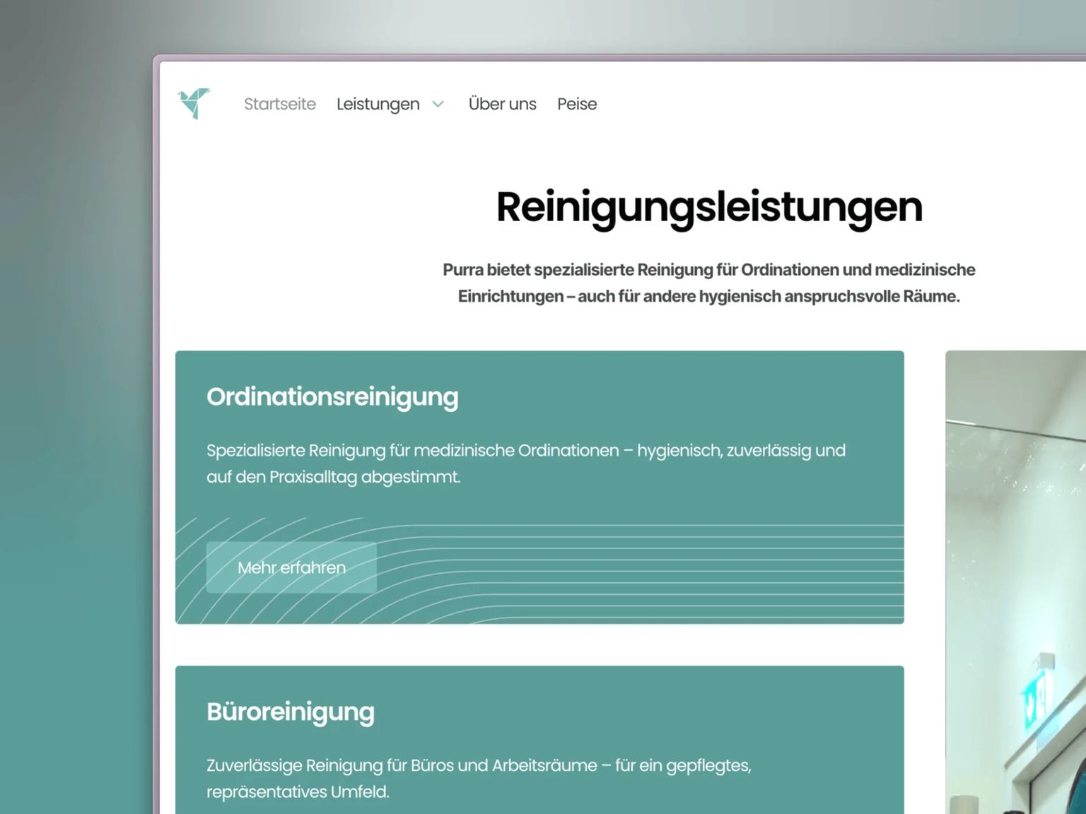 Mobile view – services & contact