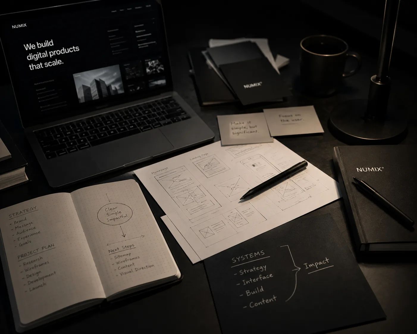 Every project starts with a conversation: we think on paper before anything hits the screen.