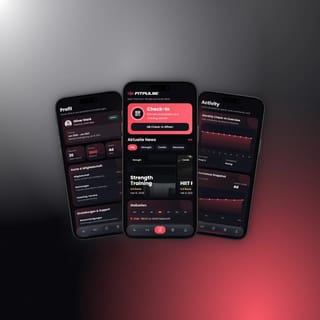 Three FITPULSE app screens side by side