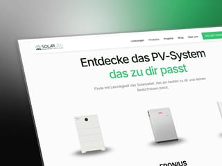 Solarzen product page with PV systems and battery storage