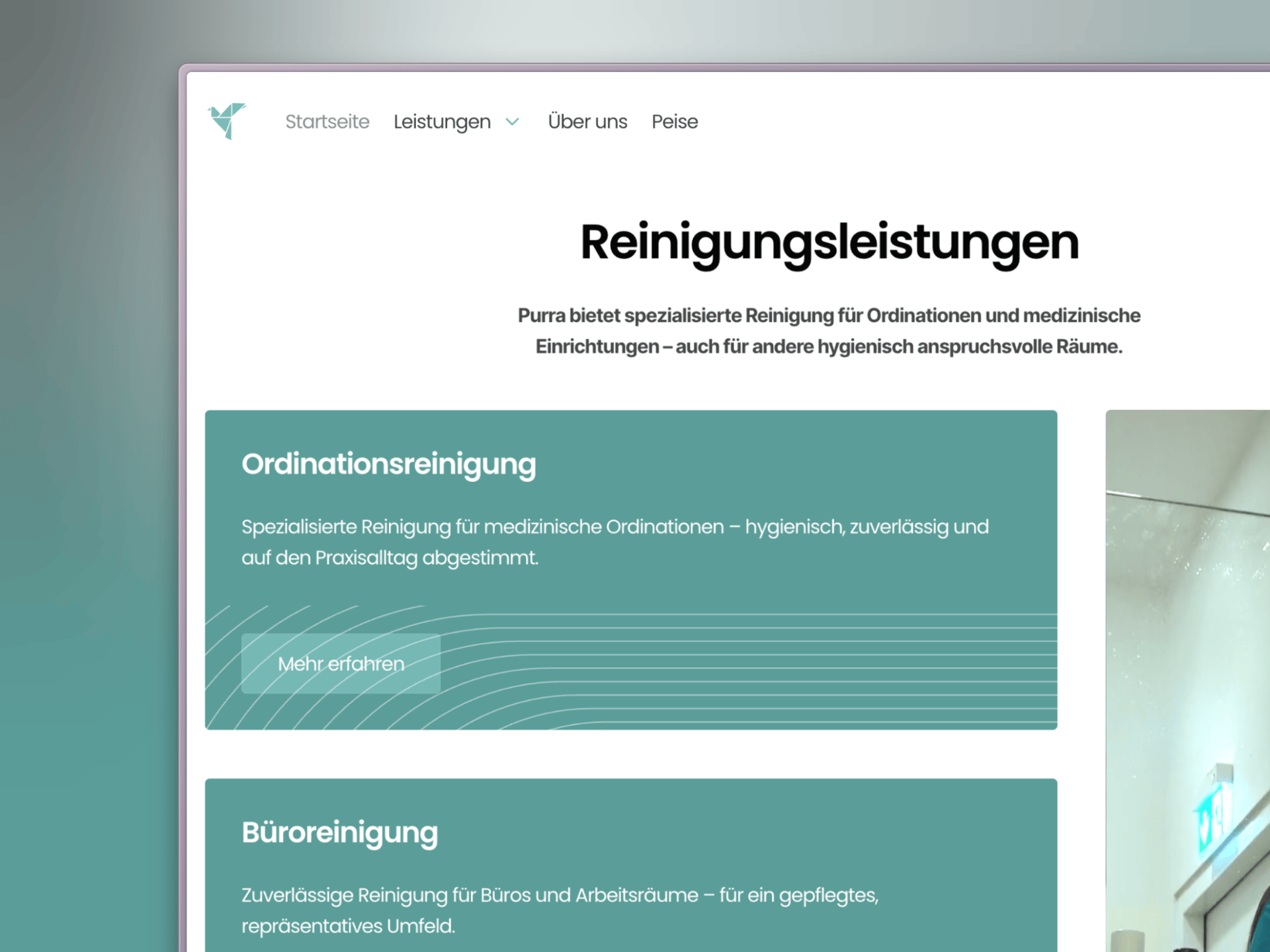 Mobile Ansicht – Services & Kontakt